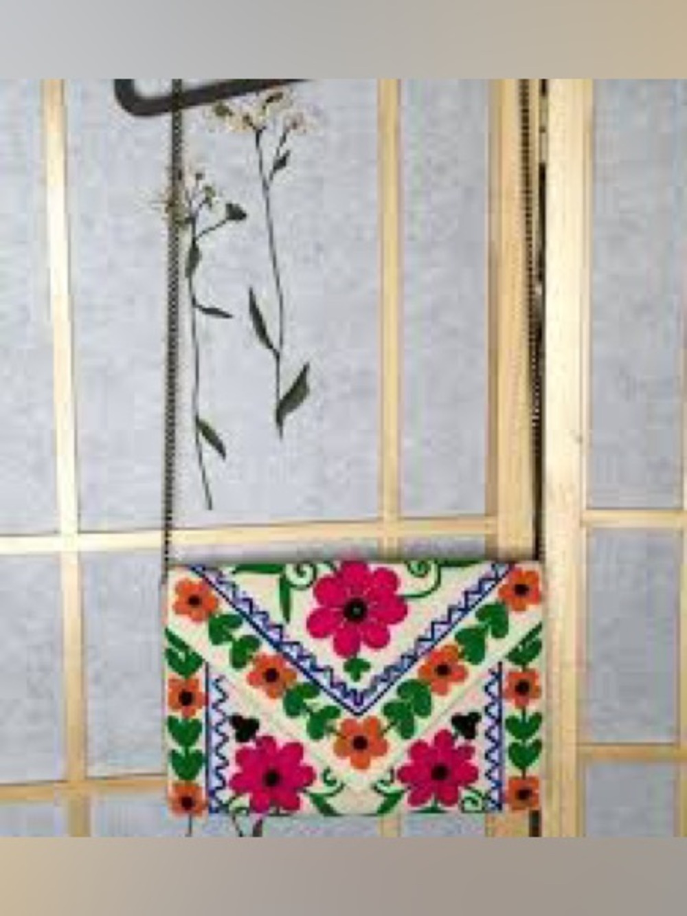 Brand new-Lovestitch Floral Embroidered Crossbody Bag - Pink, Orange, Green